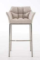 TPFLiving Barhocker Damaskus mit 4-Fuß Gestell Edelstahl Stoff